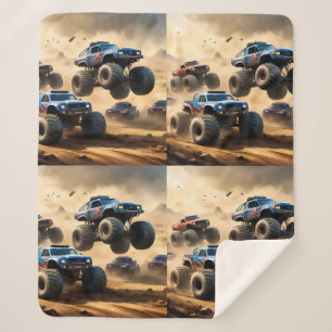 Couverture Sherpa Monster Trucks Courant Dans Le Désert,