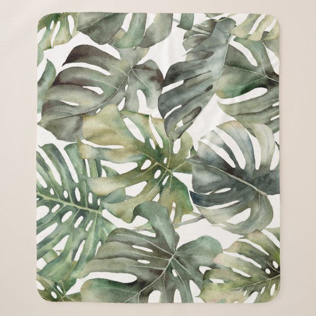 Couverture Sherpa Monstère tropicale Big Watercolor Motif (Devant)