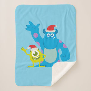 Couverture Sherpa Monsters Inc.   Mike & Sulley Santa Claus Wave