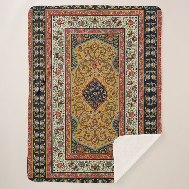 Couverture Sherpa Moquette Perse antique Design élégant (Devant)