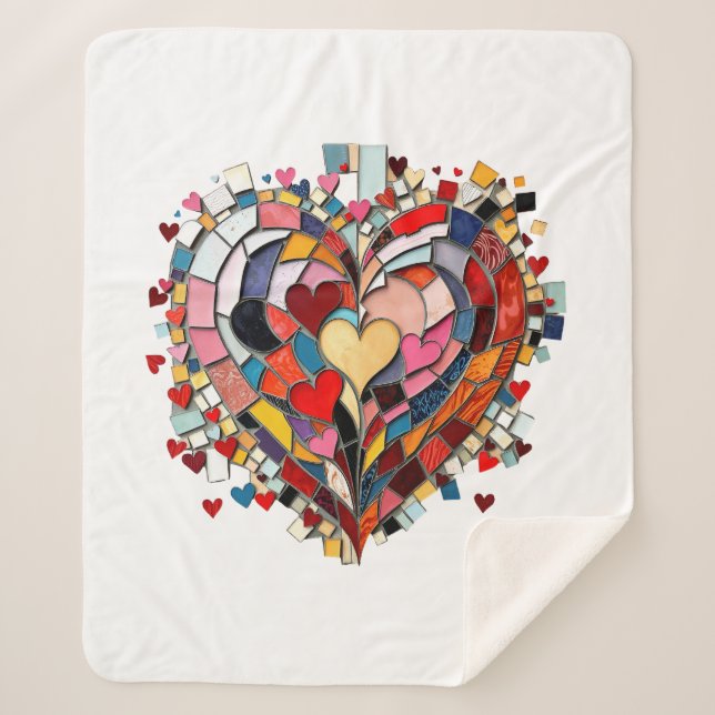 Couverture Sherpa Mosaic Heart of Love (Devant)