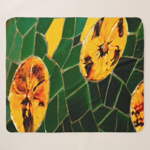 Couverture Sherpa Mosaïque espagnole jaune et verte