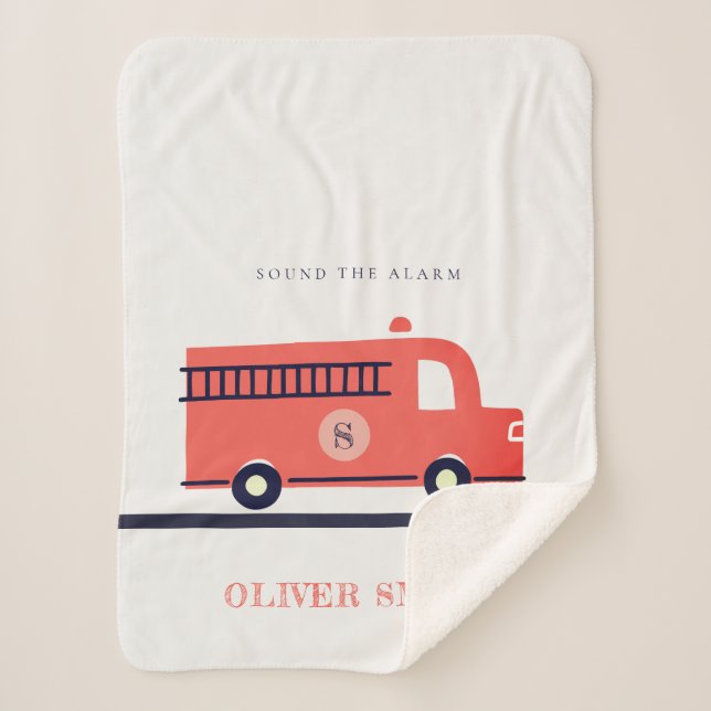 Couverture Sherpa Moteur de camion feu de la Marine Rouge mignonne M (Devant)