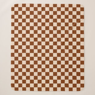 Couverture Sherpa Motif à carreaux brun rouille et beige
