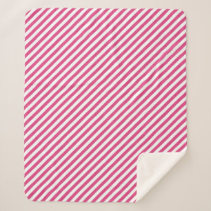 Couverture Sherpa Motif à rayures roses et blanches diagonales