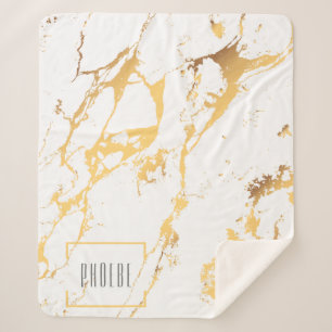 Couverture Sherpa Motif Abstrait moderne Faux Gold