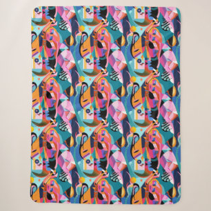 Couverture Sherpa Motif Abstrait surréaliste coloré