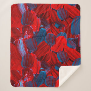 Couverture Sherpa motif Abstrait transparent en rouge et bleu
