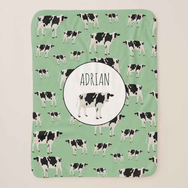 Couverture Sherpa Motif animal de ferme de vache personnalisé (Devant)