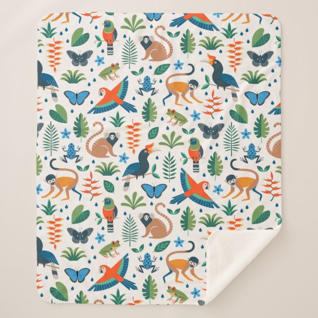 Couverture Sherpa Motif animal de la forêt tropicale (Devant)