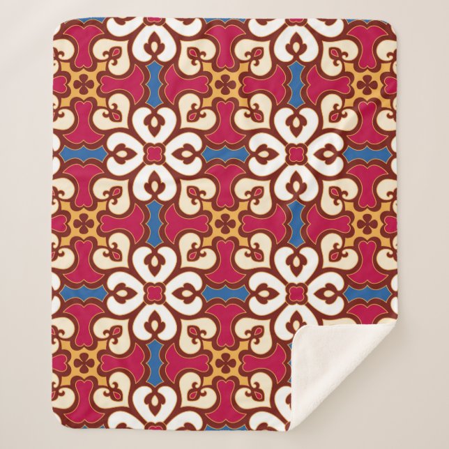 Couverture Sherpa Motif arabe sans couture - basé sur ottoman tradit (Devant)