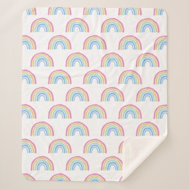 Couverture Sherpa Motif arc-en-ciel Pastel (Devant)
