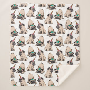 Couverture Sherpa Motif aspirant de licorne des carlins   de chiot