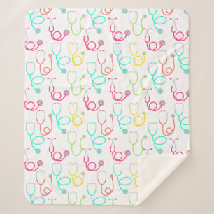 Couverture Sherpa Motif au néon de stéthoscope