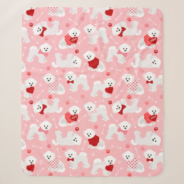 Couverture Sherpa Motif Bichon Frise Valentine (Devant)