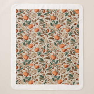 Couverture Sherpa Motif botanique de la récolte d'automne – Citrouil