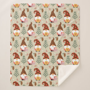 Couverture Sherpa Motif cadeau Noël Gnomes