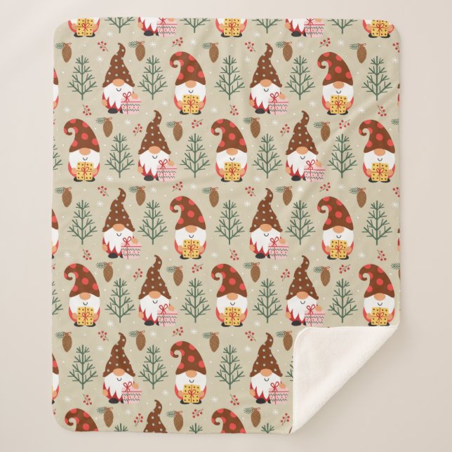 Couverture Sherpa Motif cadeau Noël Gnomes (Devant)