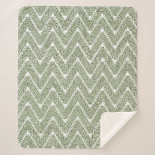 Couverture Sherpa Motif Chevron Vert Sauge Poussiéreux