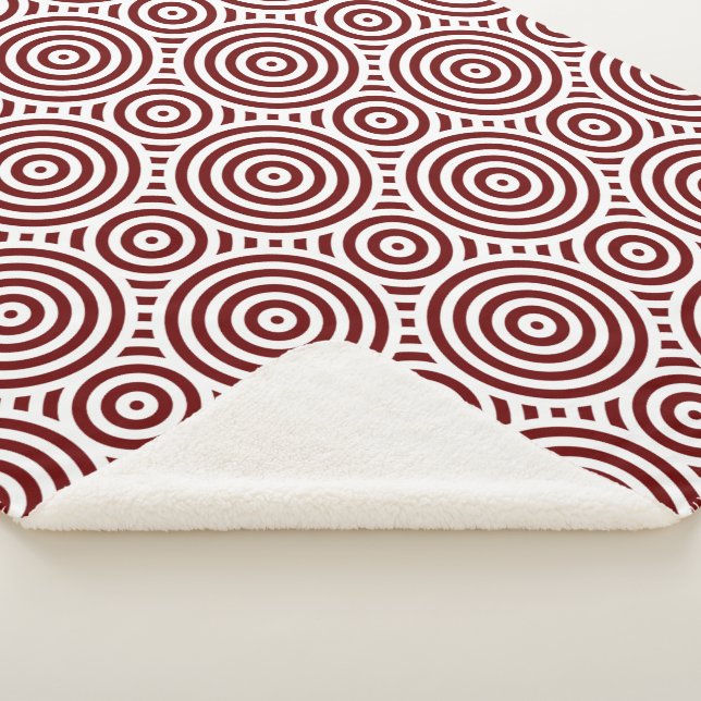 Couverture Sherpa Motif circulaire imbriqué rouge et blanc (3/4)