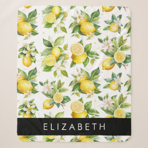 Couverture Sherpa Motif citron, Fleurs de citron, Feuilles, Votre No
