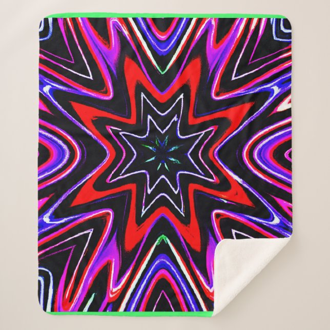 Couverture Sherpa Motif coloré Vibes de néon (Devant)