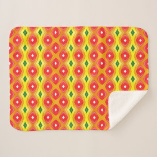 Couverture Sherpa Motif couleur rétro bandes diamant
