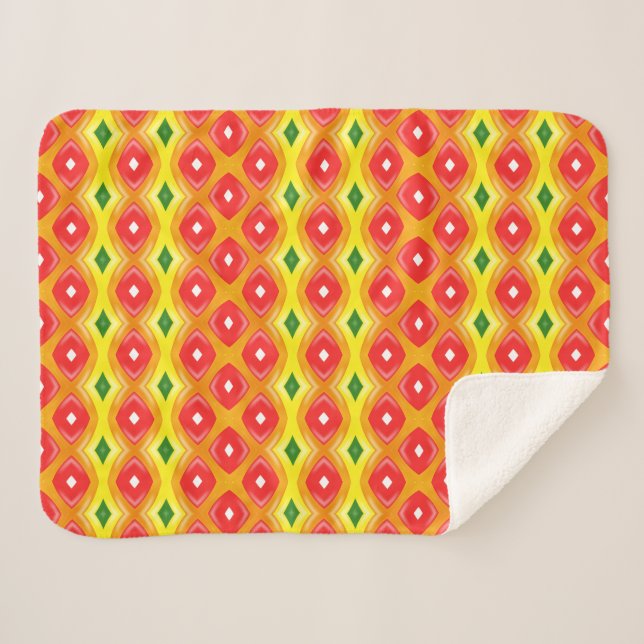 Couverture Sherpa Motif couleur rétro bandes diamant (Devant (Horizontal))