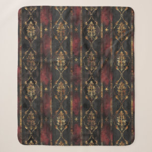 Couverture Sherpa Motif Damask Noir Or Persan (3)