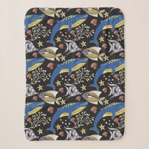 Couverture Sherpa Motif d'animaux aquatiques vie sous-marine 17