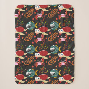 Couverture Sherpa Motif d'animaux aquatiques   vie sous-marine en me