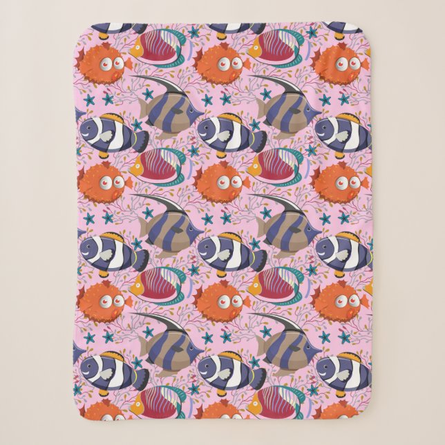 Couverture Sherpa Motif d'animaux aquatiques | vie sous-marine en me (Devant)