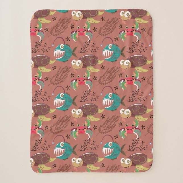 Couverture Sherpa Motif d'animaux aquatiques | vie sous-marine en me (Devant)