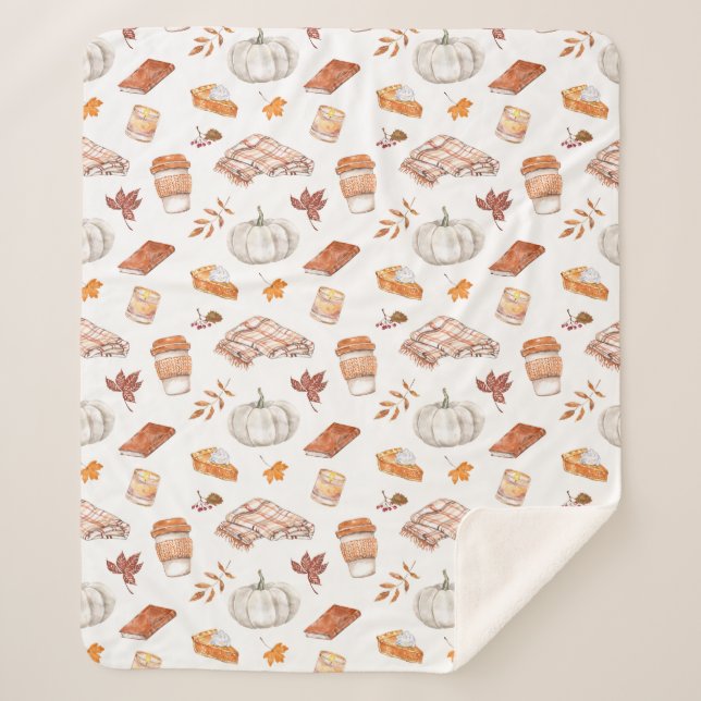 Couverture Sherpa Motif d'aquarelle confortable Autumn Essentials (Devant)