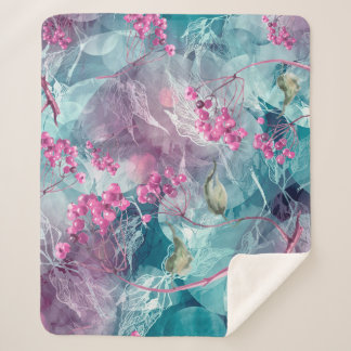 Couverture Sherpa Motif d'aquarelle de la branche de Birch