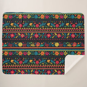 Couverture Sherpa Motif d'art populaire hispanique