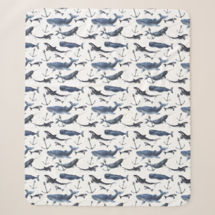 Couverture Sherpa Motif de baleine et d'Ancre d'aquarelle