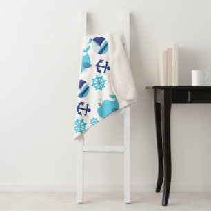Couverture Sherpa Motif De Baleines, Beaux Baleines, Baleines Bleues