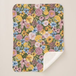 Couverture Sherpa Motif de broderie florale TWEETY™