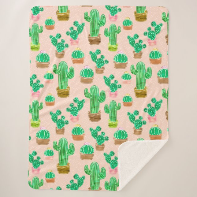 Couverture Sherpa Motif de cactus pointillés (Devant)