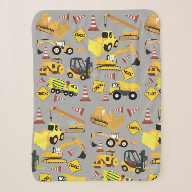 Couverture Sherpa Motif de camions de construction (Devant)