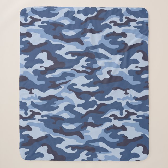 Couverture Sherpa Motif de camouflage bleu foncé (Devant)