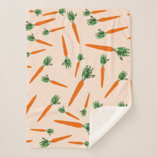 Couverture Sherpa Motif de carottes orange