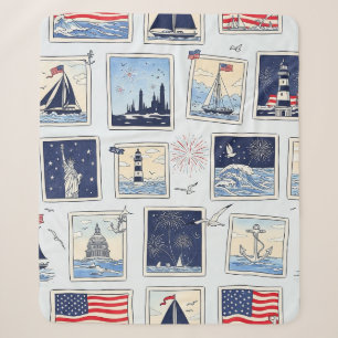 Couverture Sherpa Motif de carreau en papier découpé patriotique str