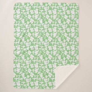 Couverture Sherpa Motif de champignon noir 01b Lgreen BG