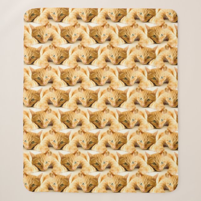 Couverture Sherpa Motif de chat au gingembre orange (Devant)