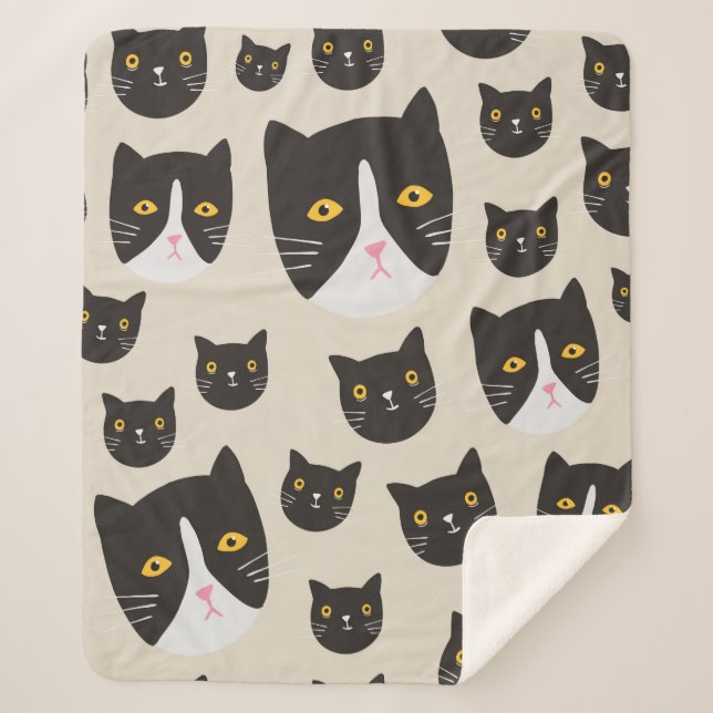 Couverture Sherpa Motif de chat sans joint/ (Devant)