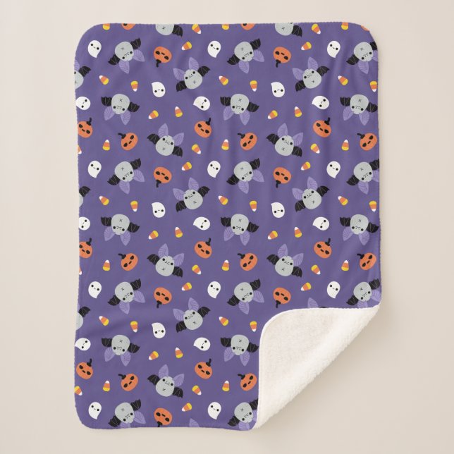 Couverture Sherpa Motif de chauve-souris d'Halloween (Devant)