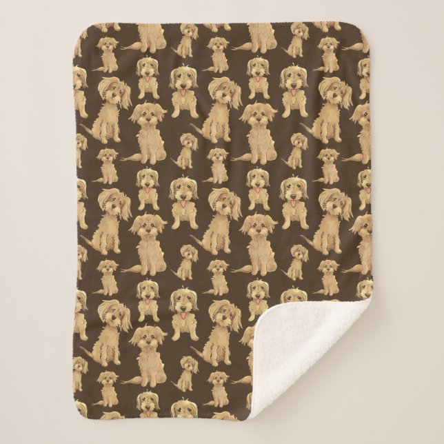 Couverture Sherpa Motif de chien Brown labradoodle doré (Devant)