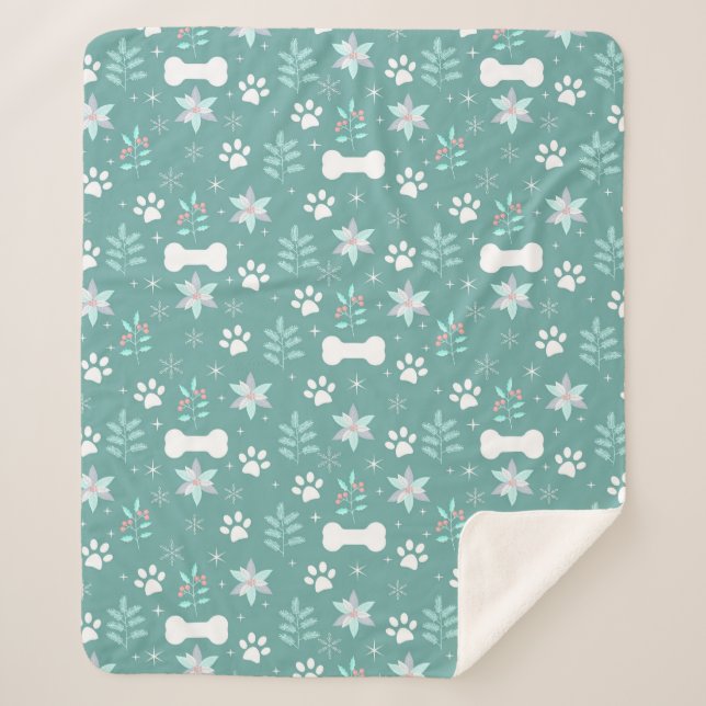 Couverture Sherpa Motif de chiens et d'os de vacances (Devant)